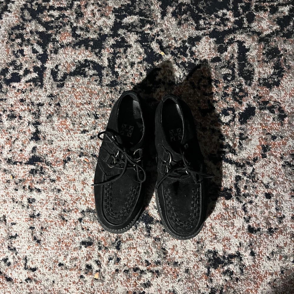 Black suede T.U.K. Mondo Suede Creepers Gothabilly Goth Rockabilly Punk size 7
